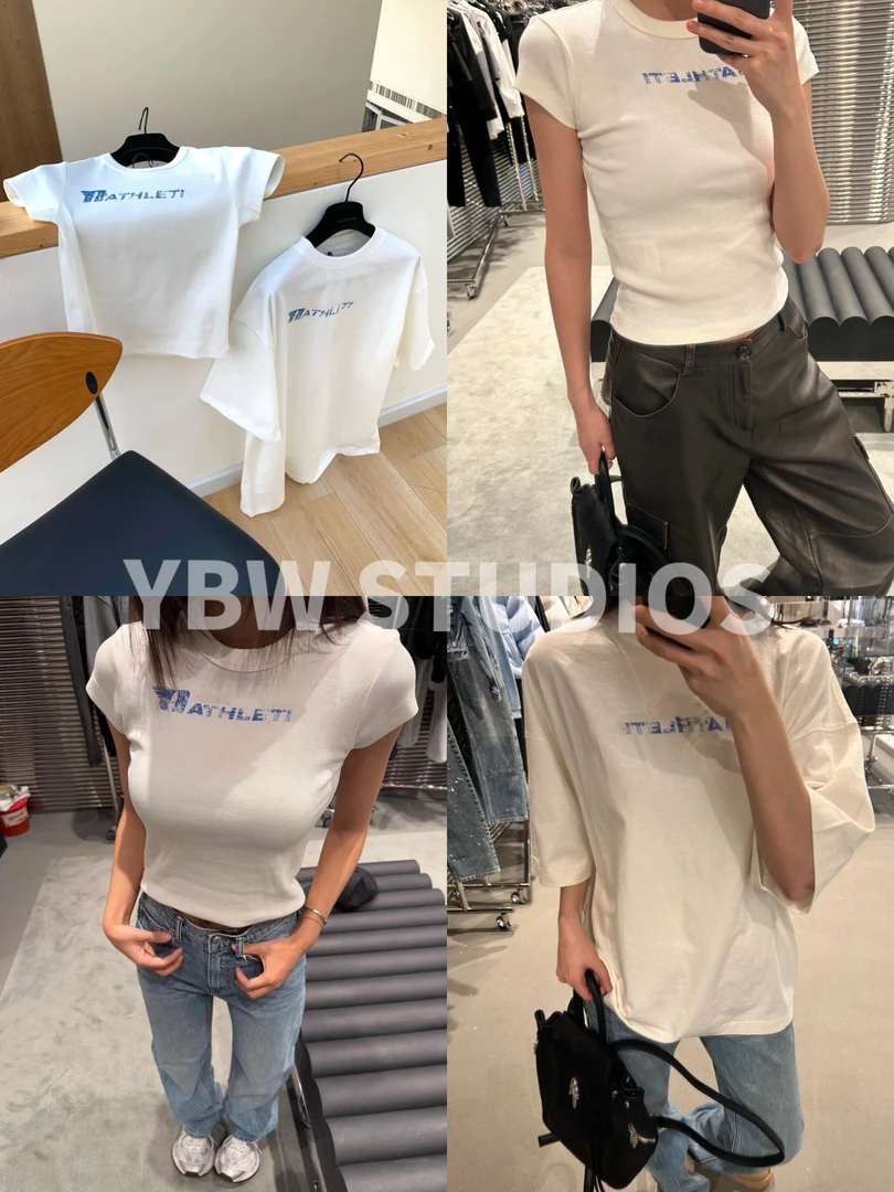 【YBW】25/SS美式字母印花罗纹t恤 男女同款
