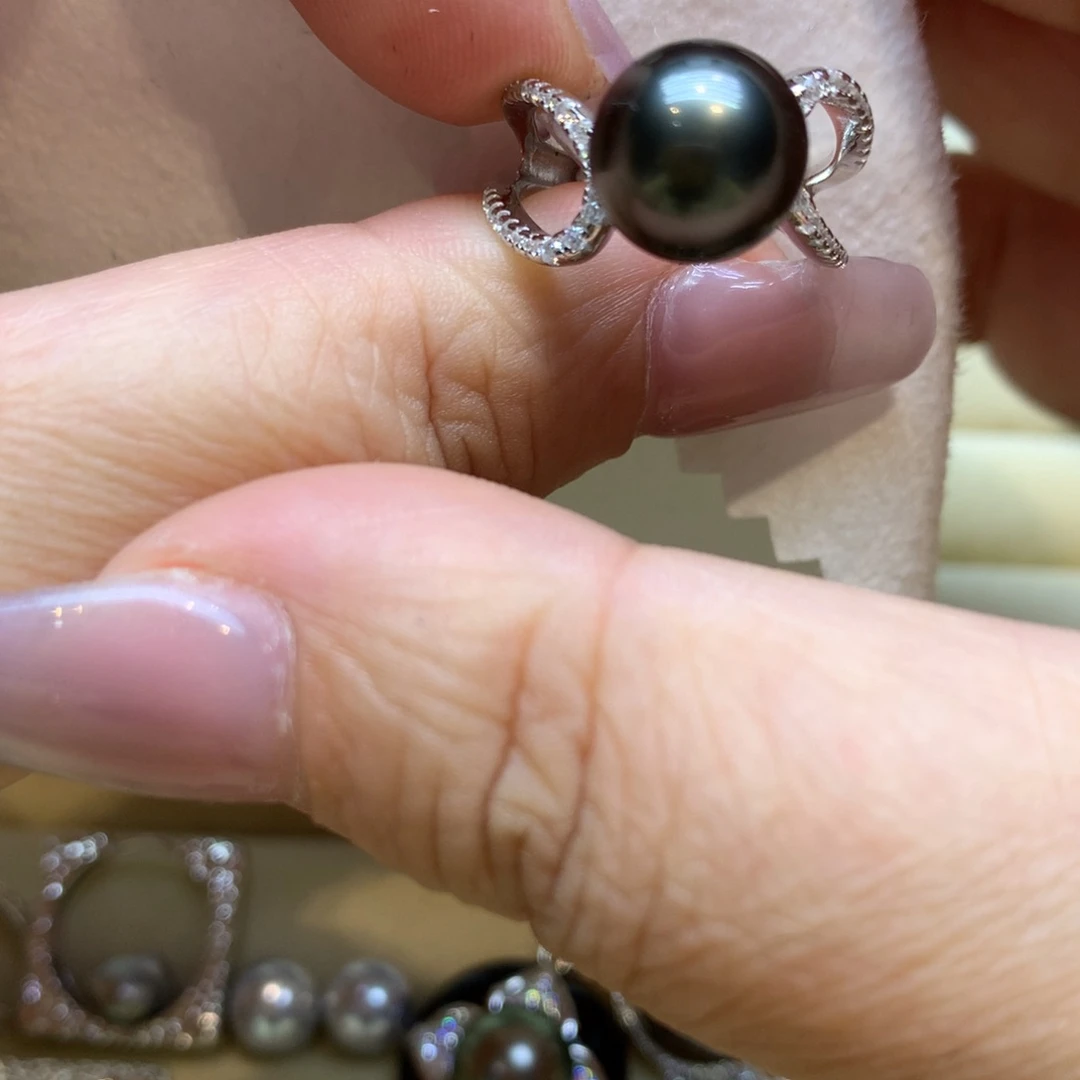 银S925镶嵌戒指海水珍珠
