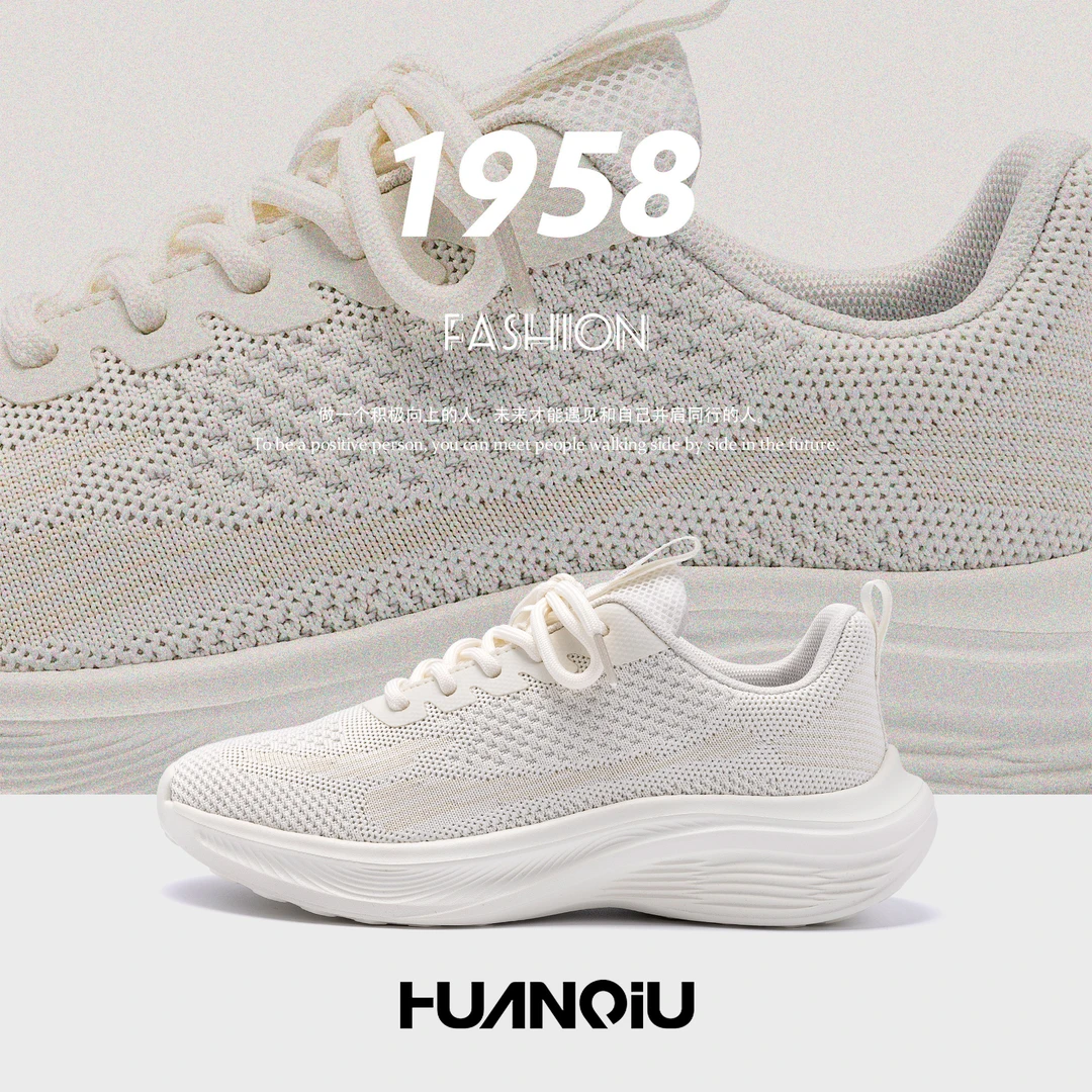 环球飞织鞋2025春季新款百搭网面透气鞋子女休闲舒适跑步女鞋