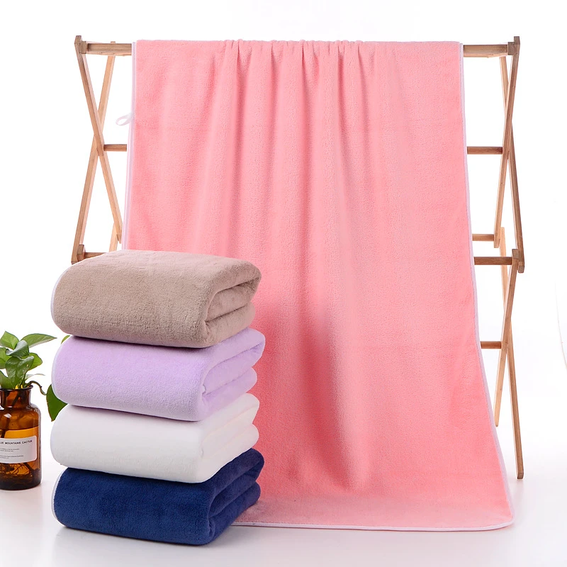 珊瑚绒毛巾浴巾洗澡大浴巾经编柔软吸水可刺绣logo多色可选