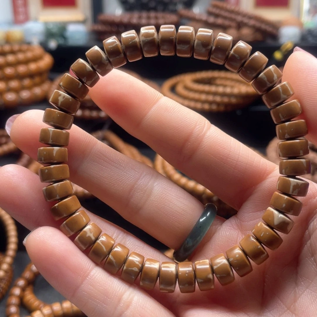 紫金鼠手串8*4.8纯肉花鼠片手串，有棕线福利款