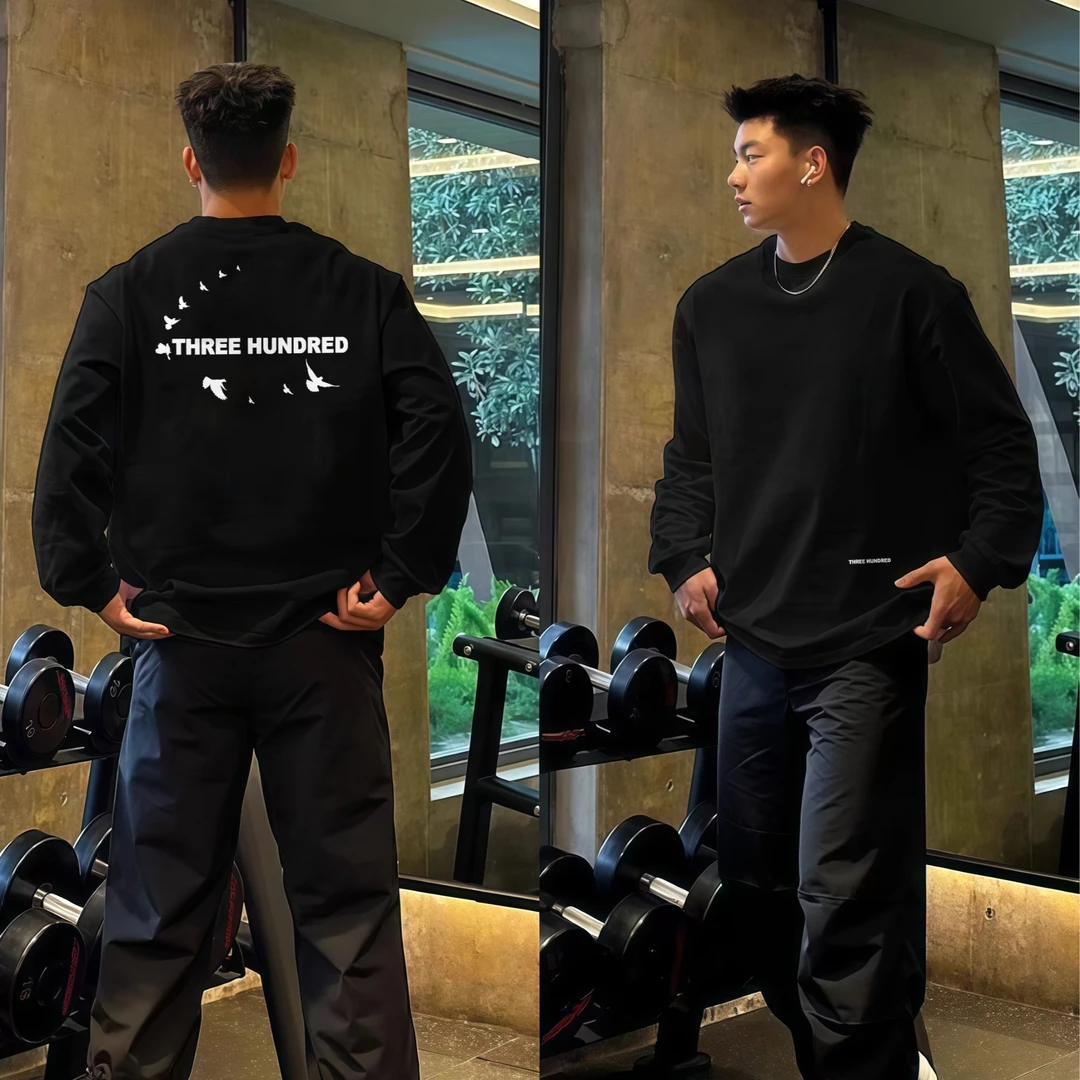 【重磅500G】男士卫衣2025秋冬新款加绒圆领美式潮牌宽松男个性上衣