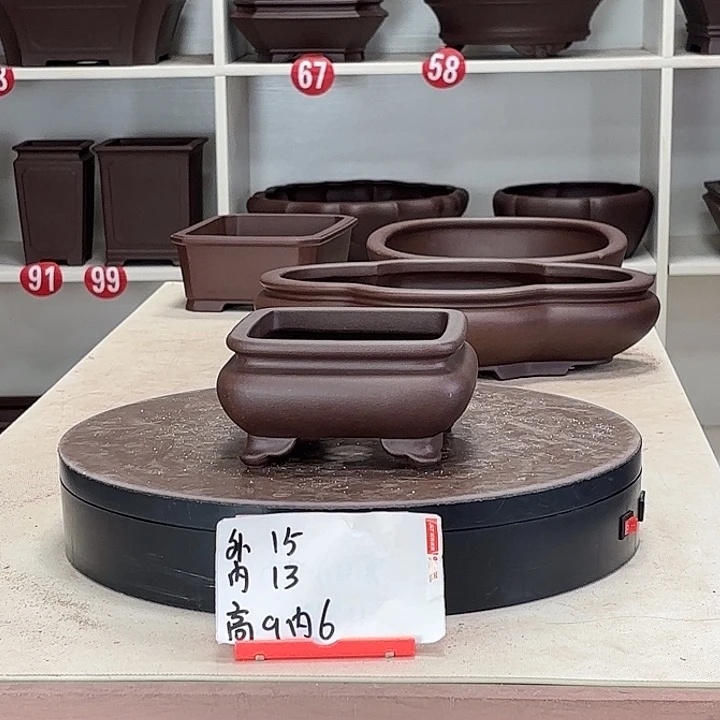 紫砂花盆束口四方小