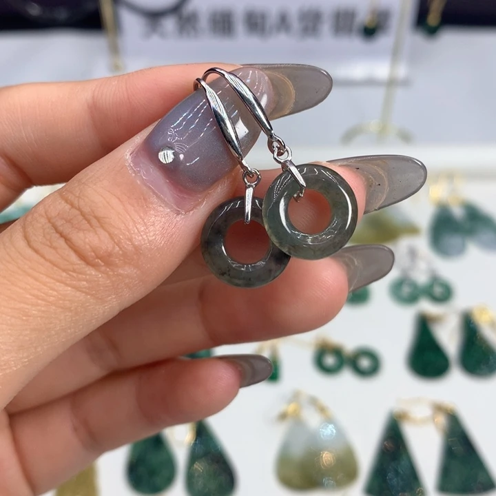 翡翠银S925镶嵌耳饰耳饰