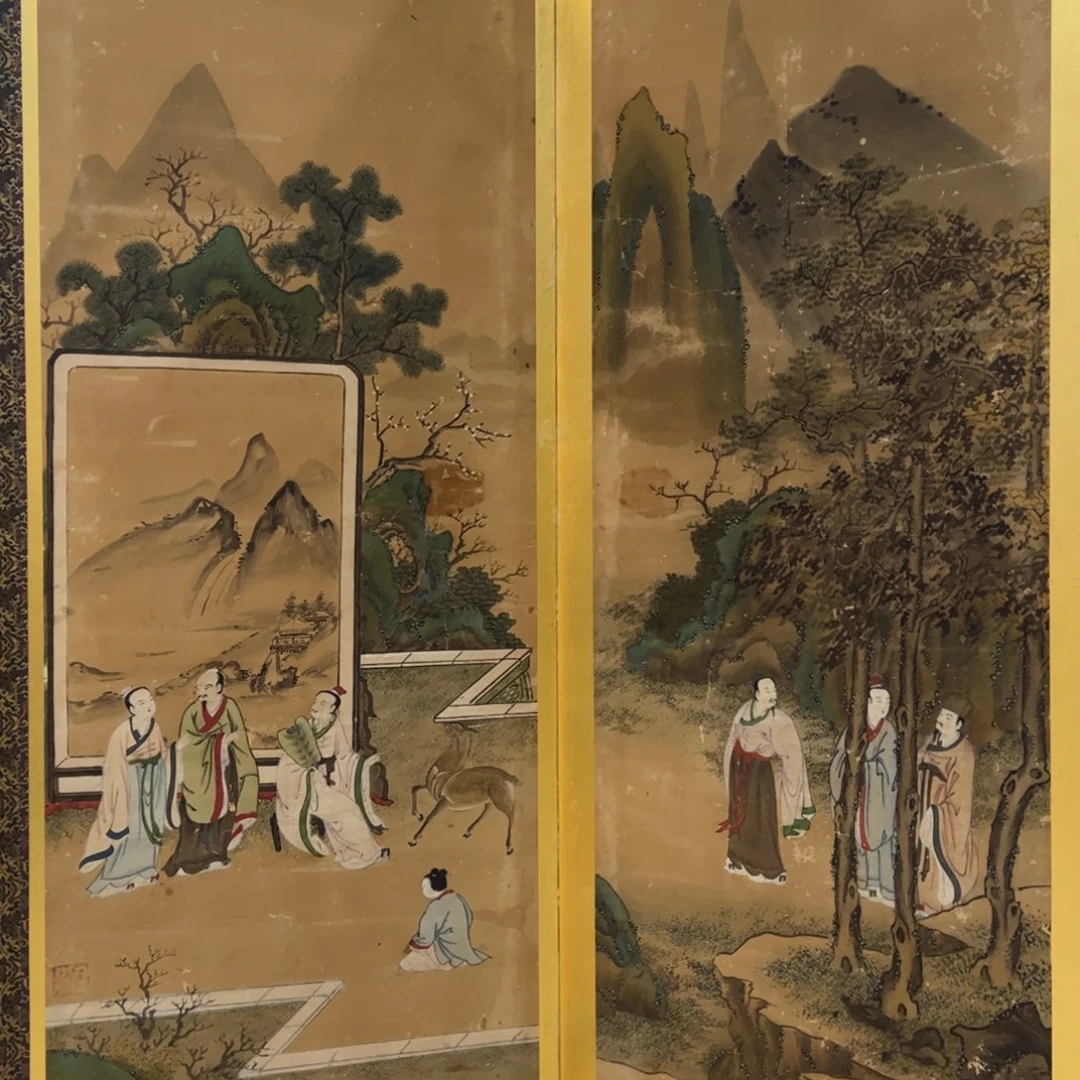 绘画屏风框画茶空间设计