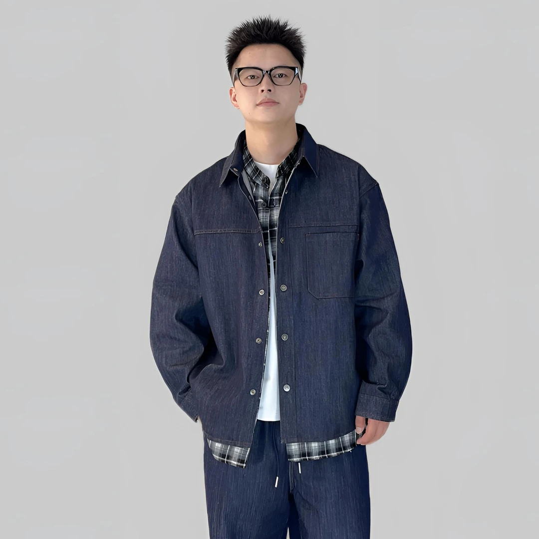 2025年新款棉衣假两件加厚牛仔外套休闲老钱风潮款9915-1