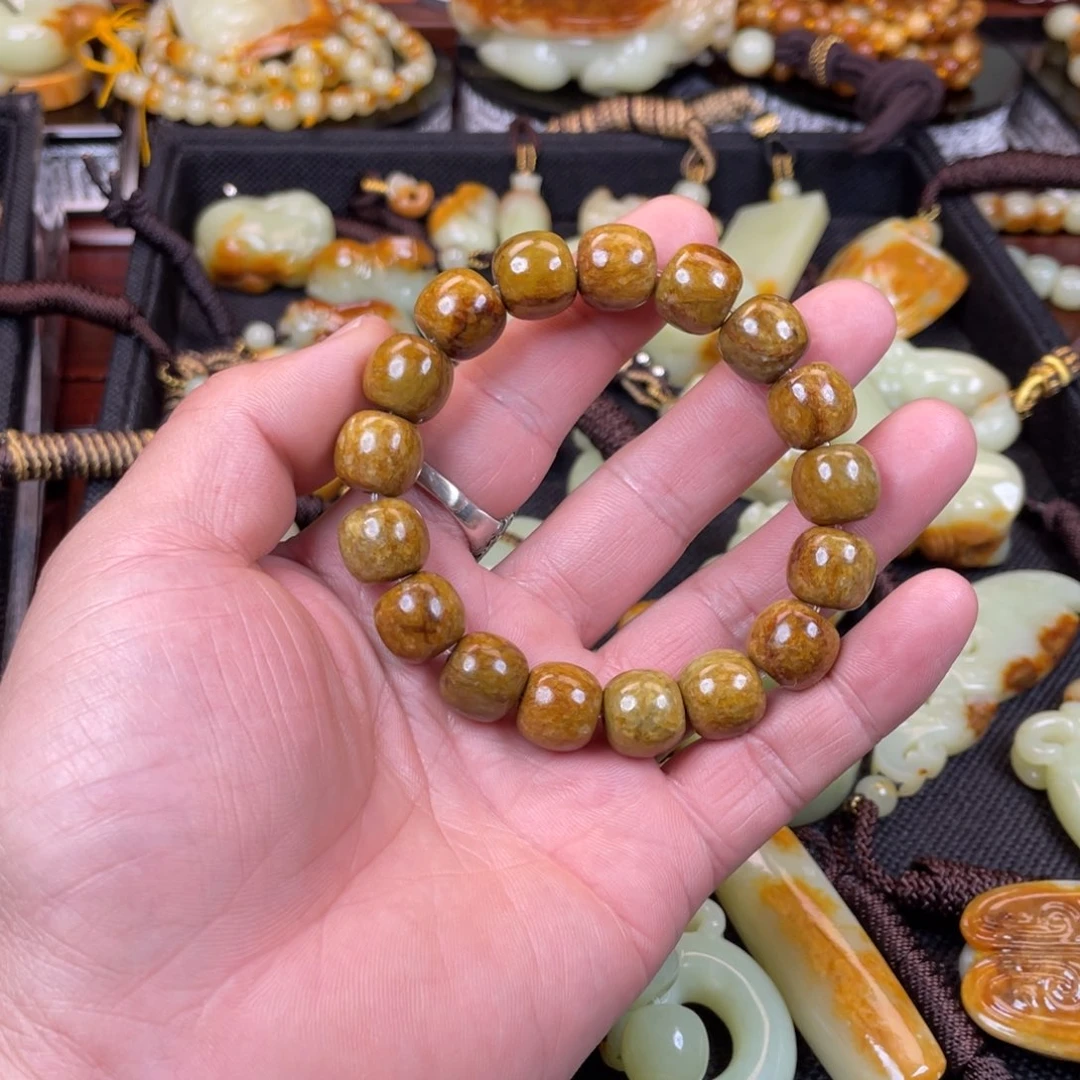 岫岩河磨玉（透闪石质玉）手链未镶嵌