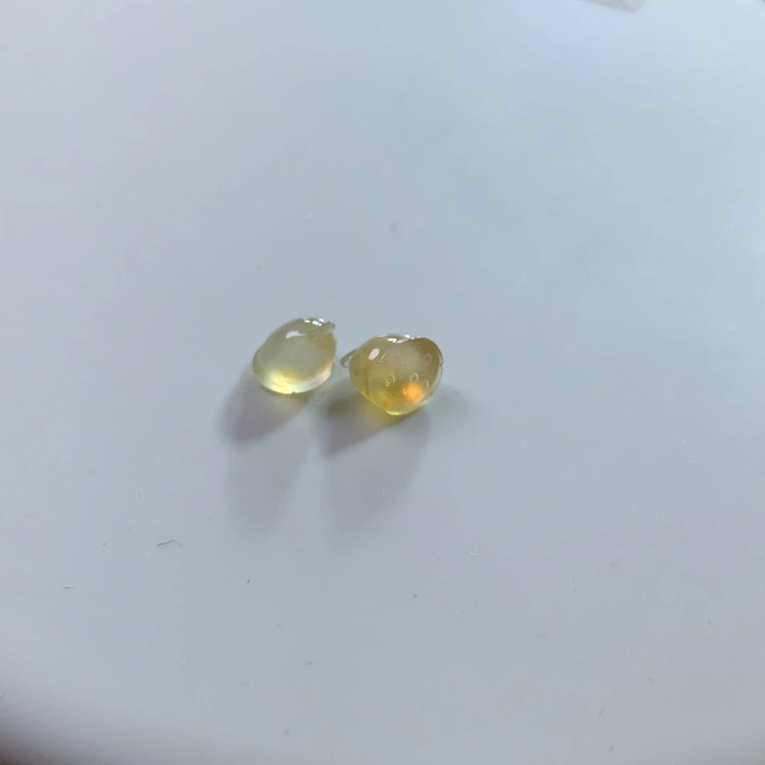 未镶嵌手链翡翠玻璃种冰黄翡小提溜一对