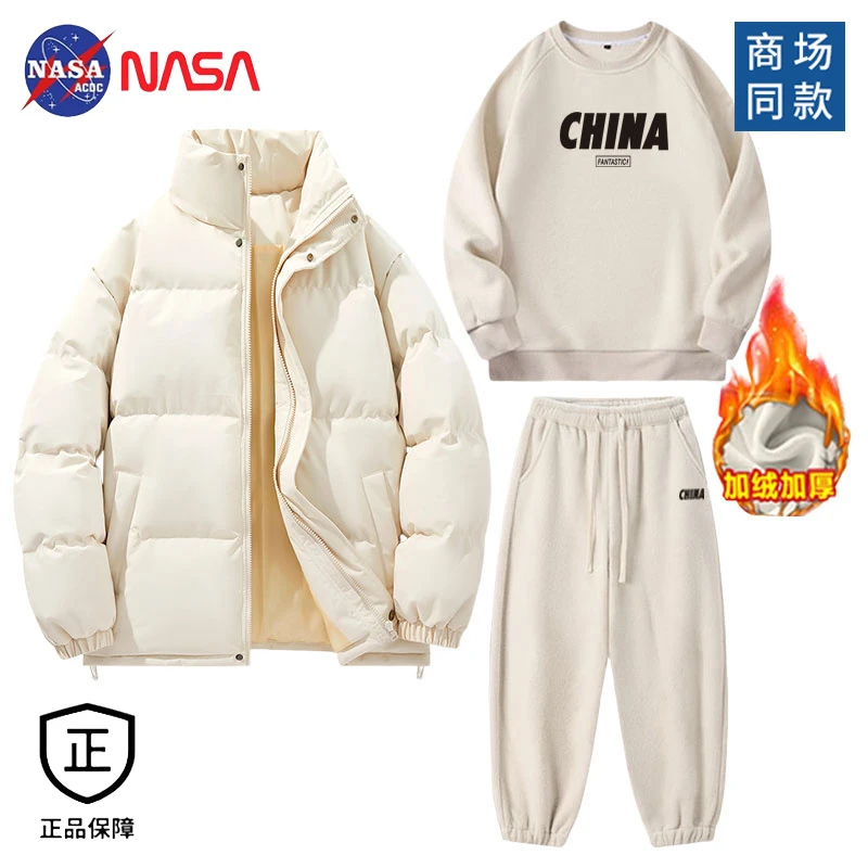 NASA ACDC冬季情侣棉服男新款防寒服加厚保暖外套潮流冬装三件套