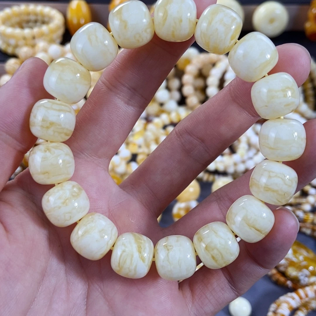 琥珀手链未镶嵌14mm同料虎皮纹