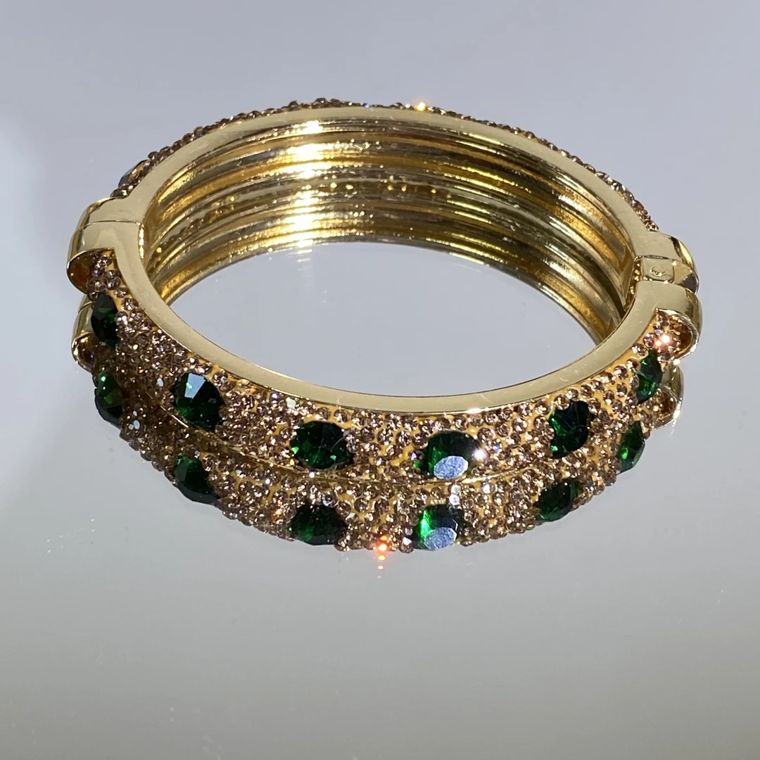 铜合金合成锆石手镯 TTSD 绿色多裸面时尚个性设计款手镯 2198