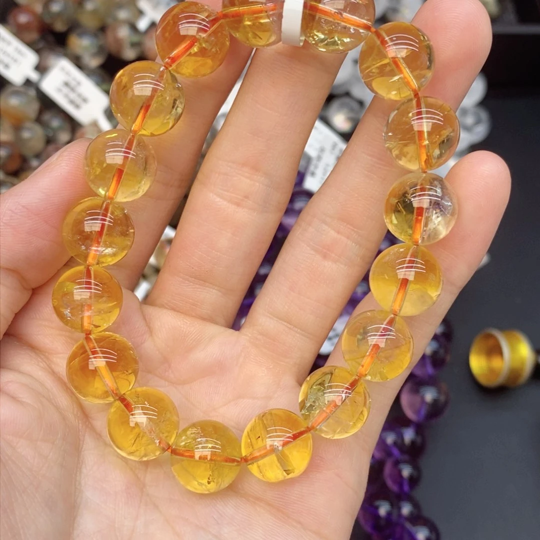 水晶手串未镶嵌6黄水晶12mm