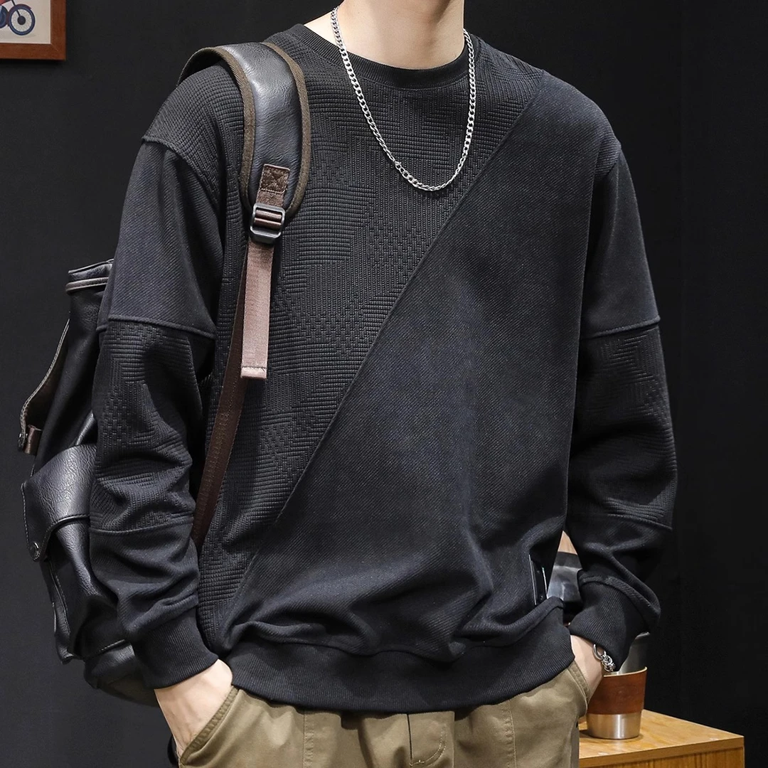 仓石一树潮牌百搭卫衣男秋冬款拼接男款衣服2025新款轻奢痞帅男装
