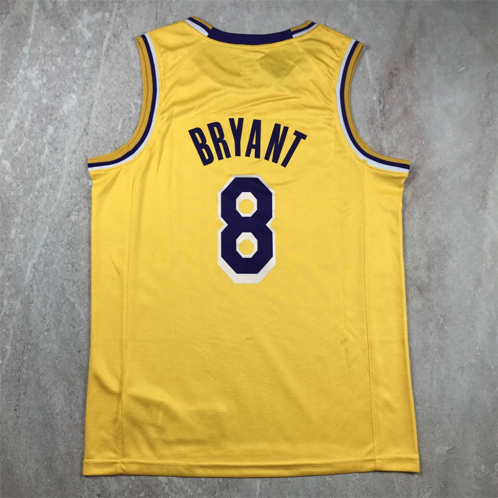 湖人8号科比黄色热压篮球训练速干透气运动服
