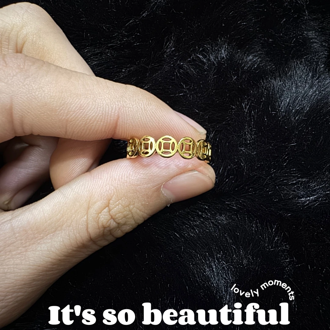 【新疆西藏包邮】钛钢戒指 高级感轻奢款女男士素圈金色戒指小众情