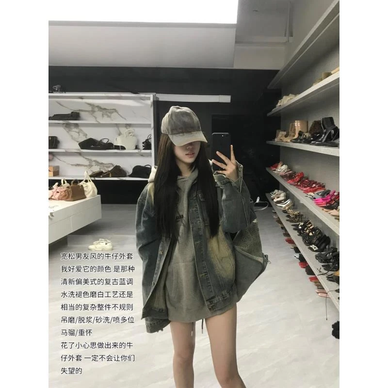 *尹千金*【美式腔调】巴家廓型定制时尚高品质水洗牛仔外套W255215