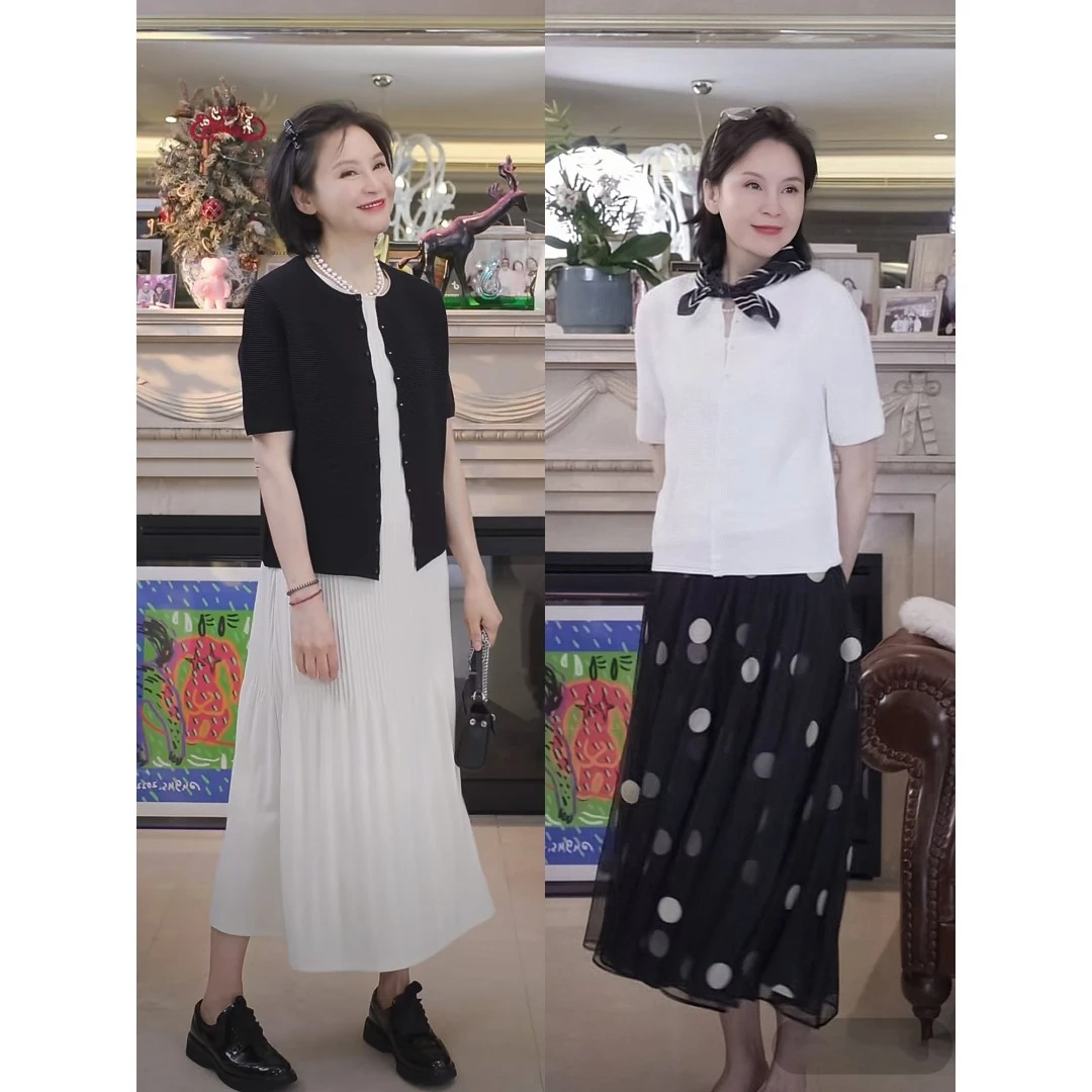 我是摩羯 三宅小衫 桑蚕丝莱赛尔日本岛精16G鼓波秋短袖针织衫