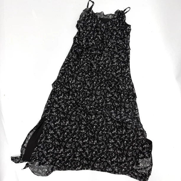 欧货法式开叉小木耳大高个纸片连衣裙