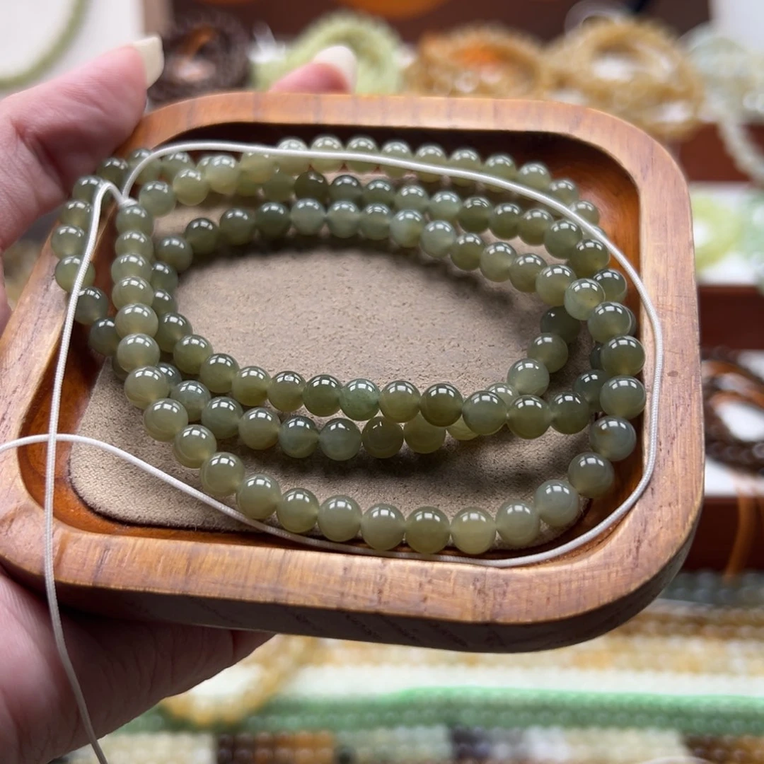 毛衣链未镶嵌和田玉珠串6mm