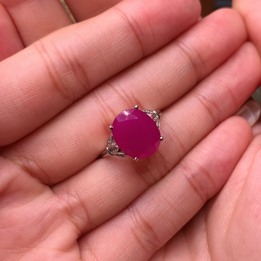 红宝石戒指银S925镶嵌