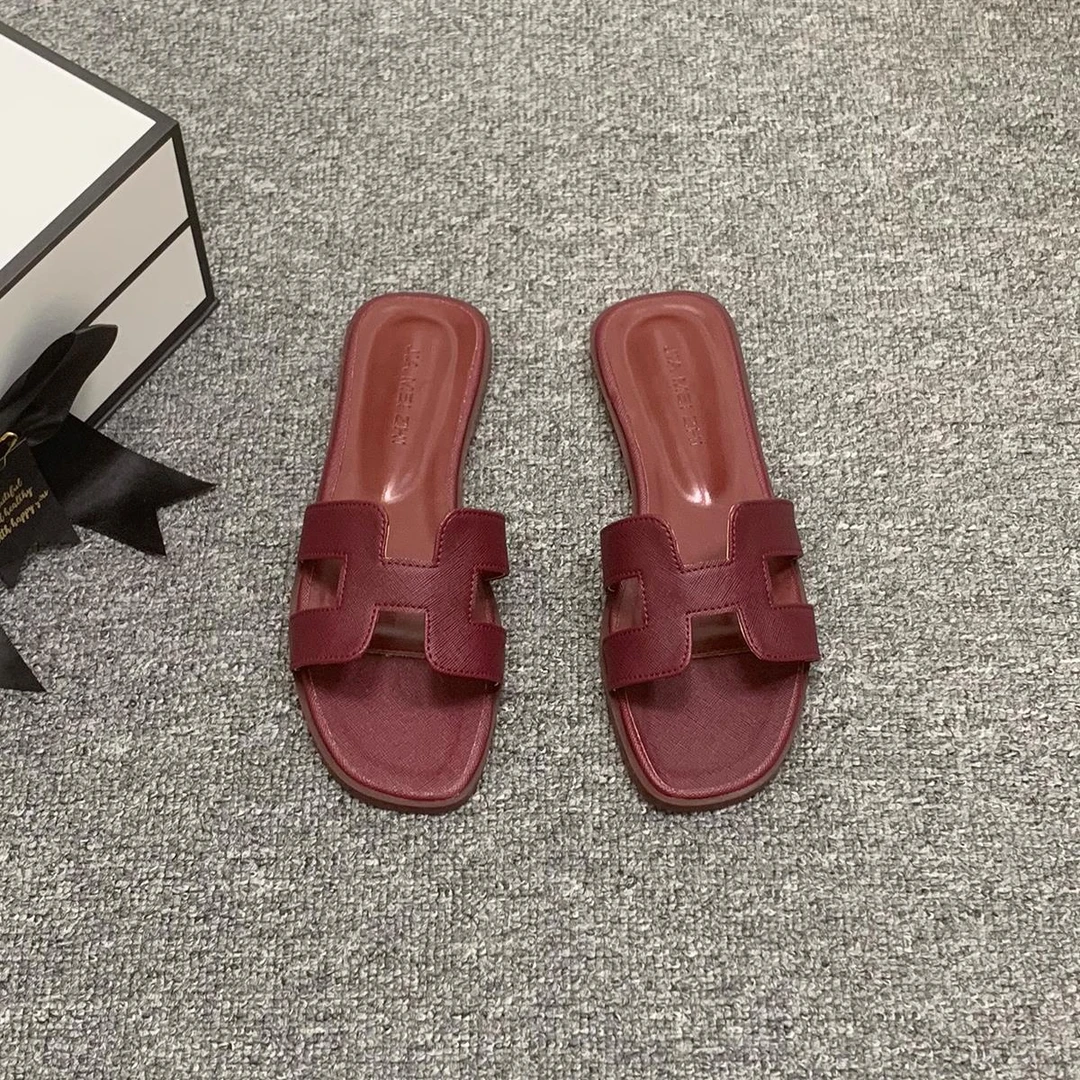 羊皮版~一字拖鞋女外穿2025年夏季新款凉拖鞋百搭显瘦时尚平底鞋