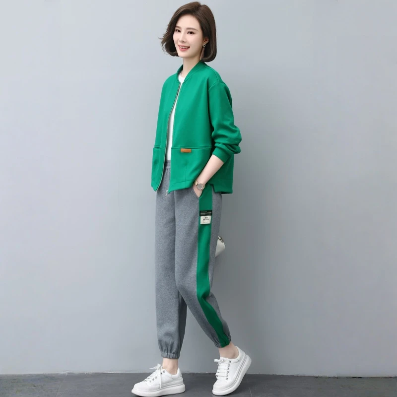 2025早秋妈妈卫衣套装短款女士休闲减龄显瘦跑步运动高级两件套