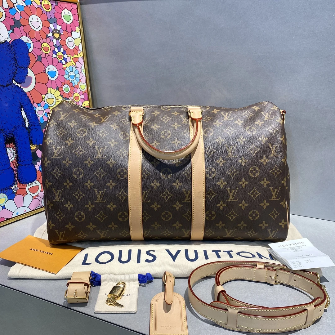 99新 LouisVuitton/路易威登 LV kp 45 经典老花植鞣革旅行袋