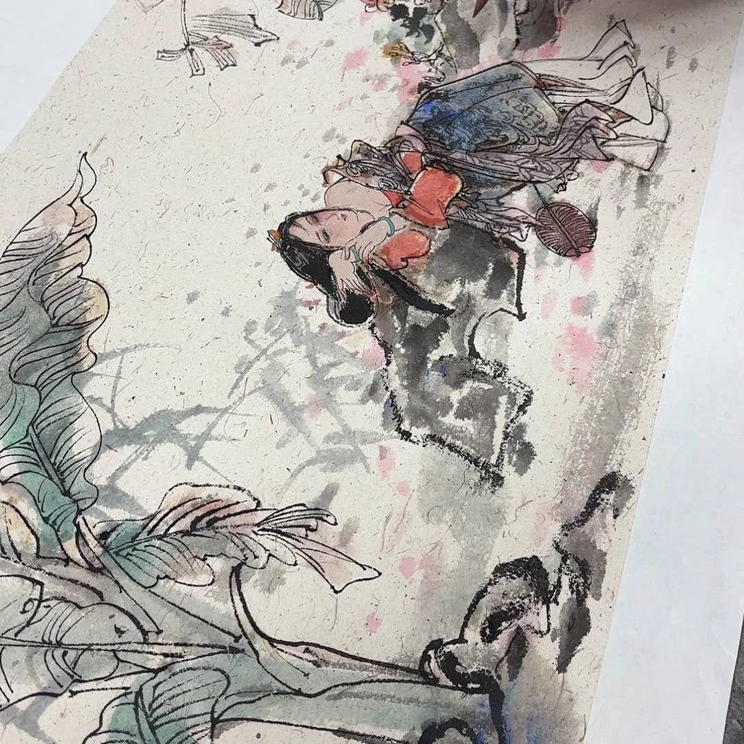 国画艺术家真人手绘