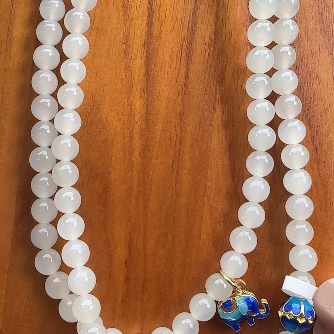 和田玉未镶嵌手链高冰 荔枝白 6mm