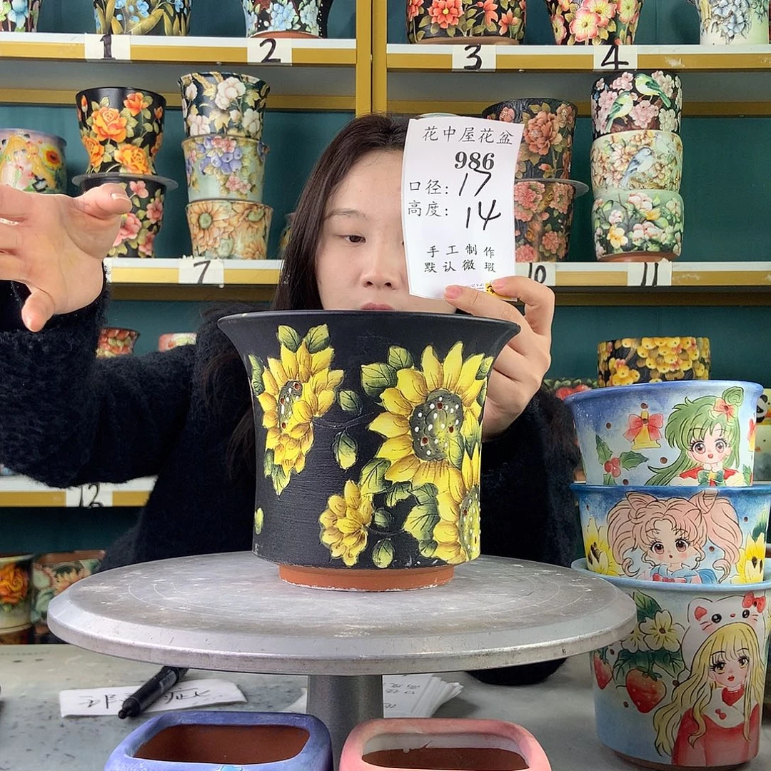 陶景德镇手工花盆986