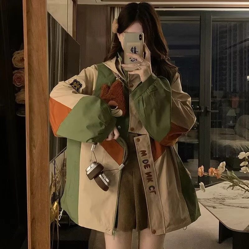 美式复古山系情侣时尚休闲款风衣2025春秋新款工装冲锋衣外套男女