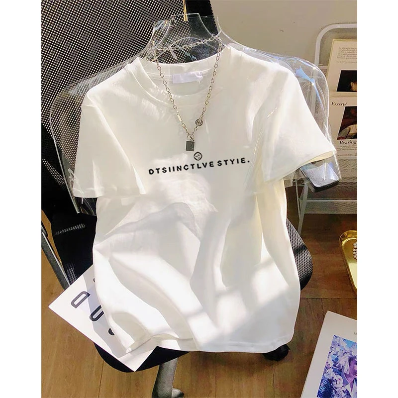 2025春夏季新款正肩圆领磨毛短袖t恤女时尚百搭上衣加厚款打底衫