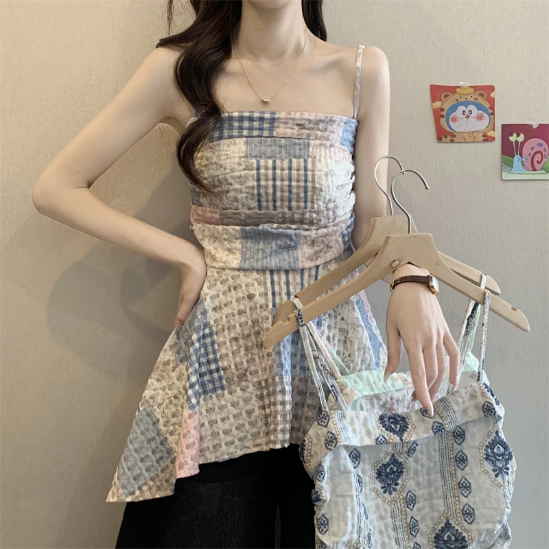 2025新款波西米亚复古设计感民族风背心吊带上衣女