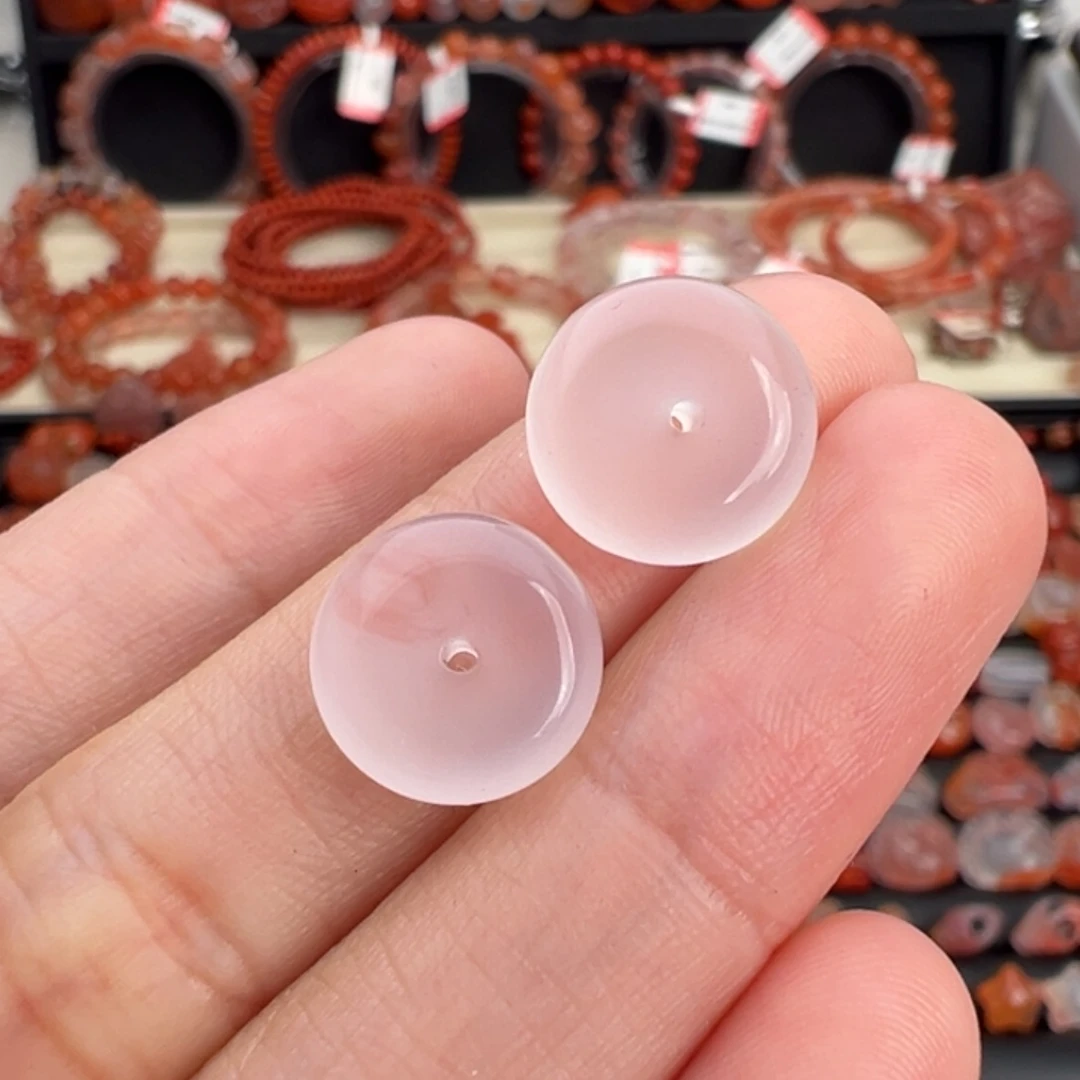 南红玛瑙未镶嵌颈饰隔片一对