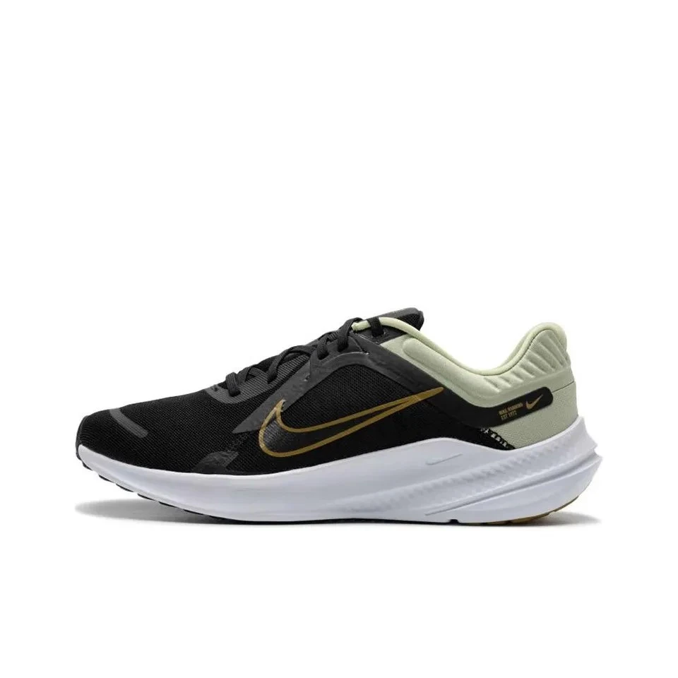 Nike Quest 5拼色圆头系带低帮橡胶休闲跑步鞋男款黑色DD0204-301