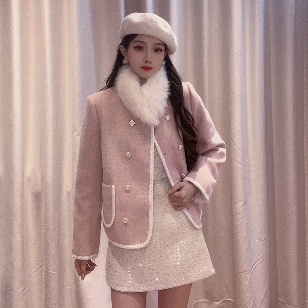 IEF/爱依服2025冬季新款法式甜美名媛淑女气质通勤百搭呢绒外套