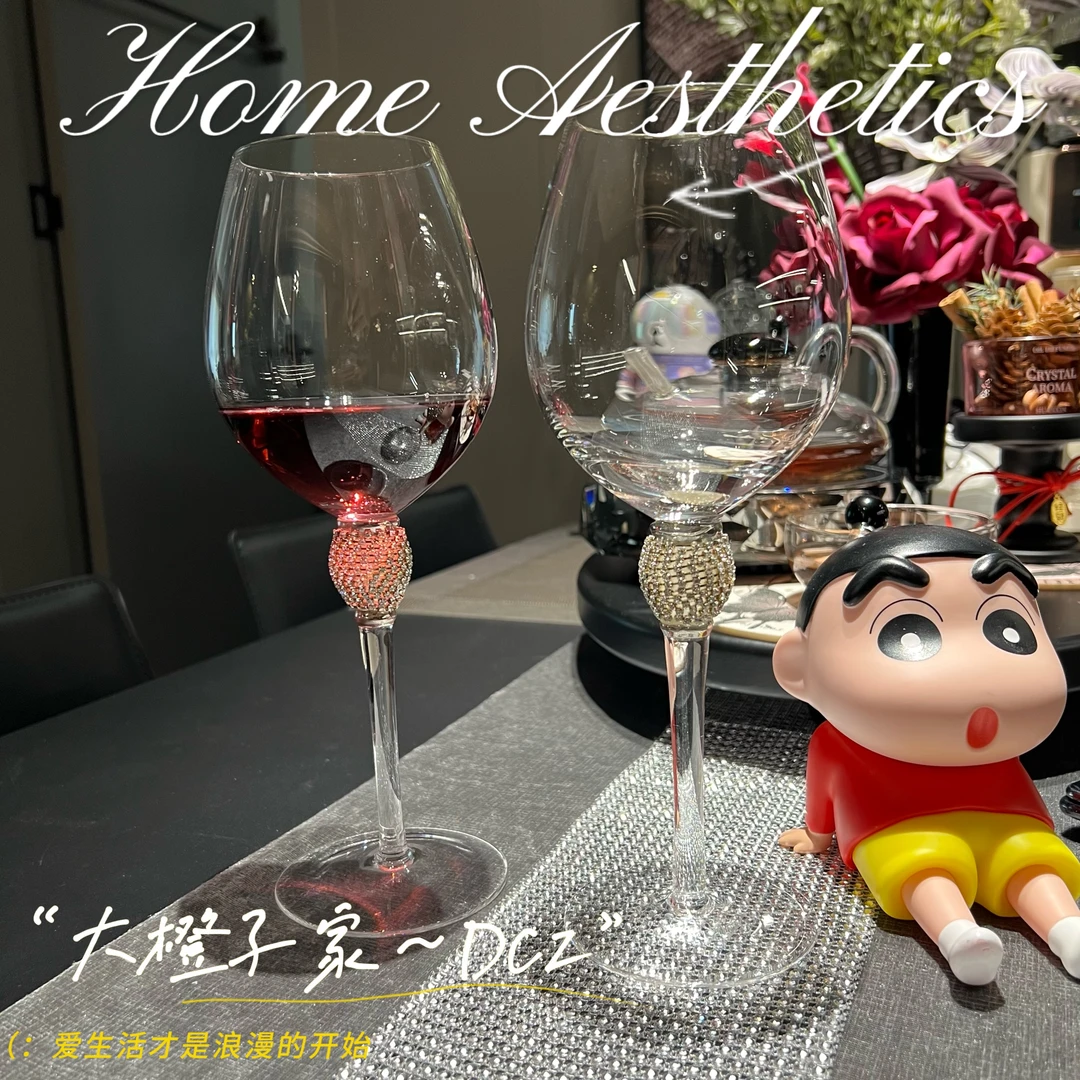 欧式金边缠钻水晶玻璃红酒杯无铅高脚酒杯