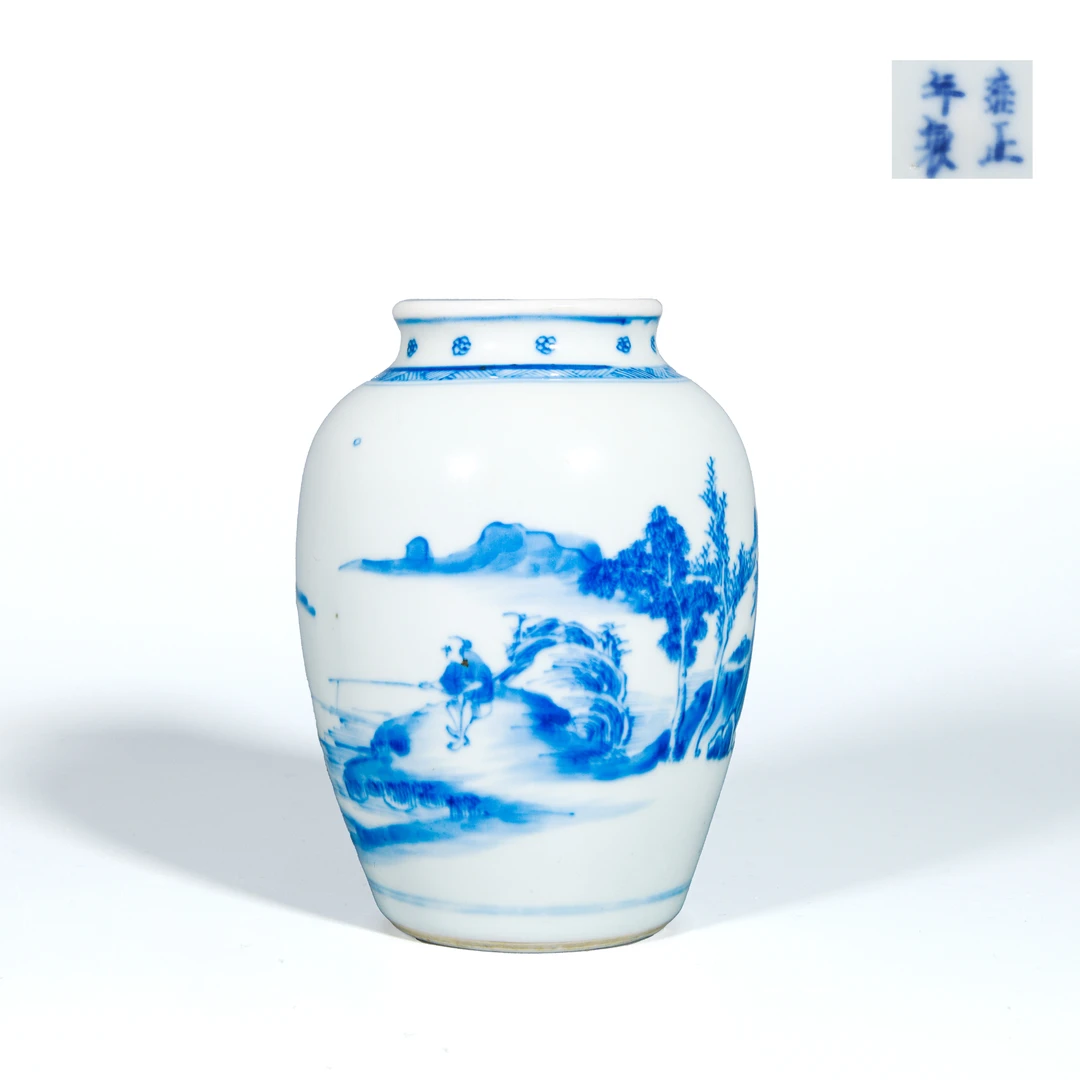 23.清雍正 青花太白罐