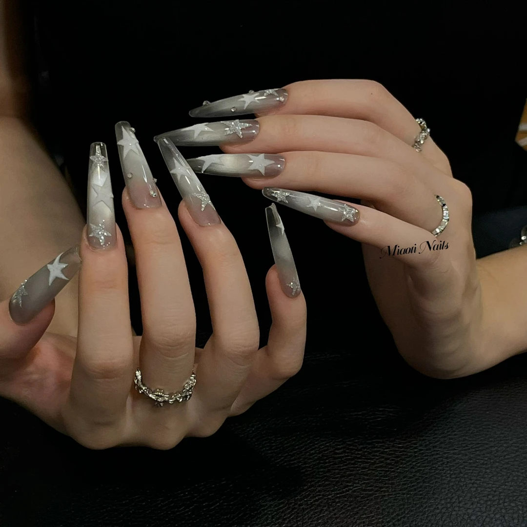 【星星泪】【9个甲型定制】猫哥 猫眼清冷感设计感纯手工穿戴甲