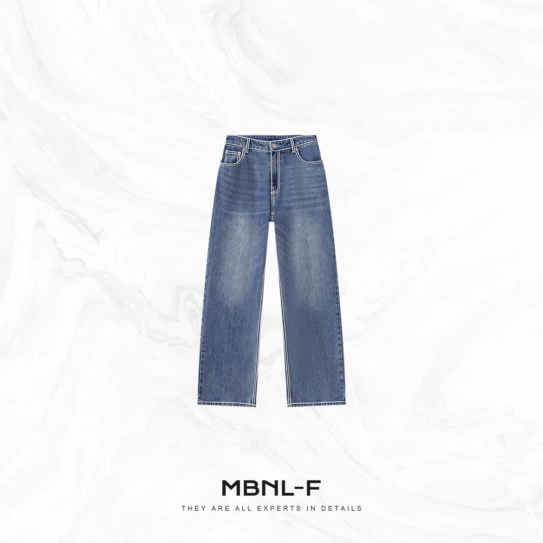 MBNL-F "漫画牛仔" 修身显瘦阔腿纯棉牛仔裤 秦磊XM-XKZ1002