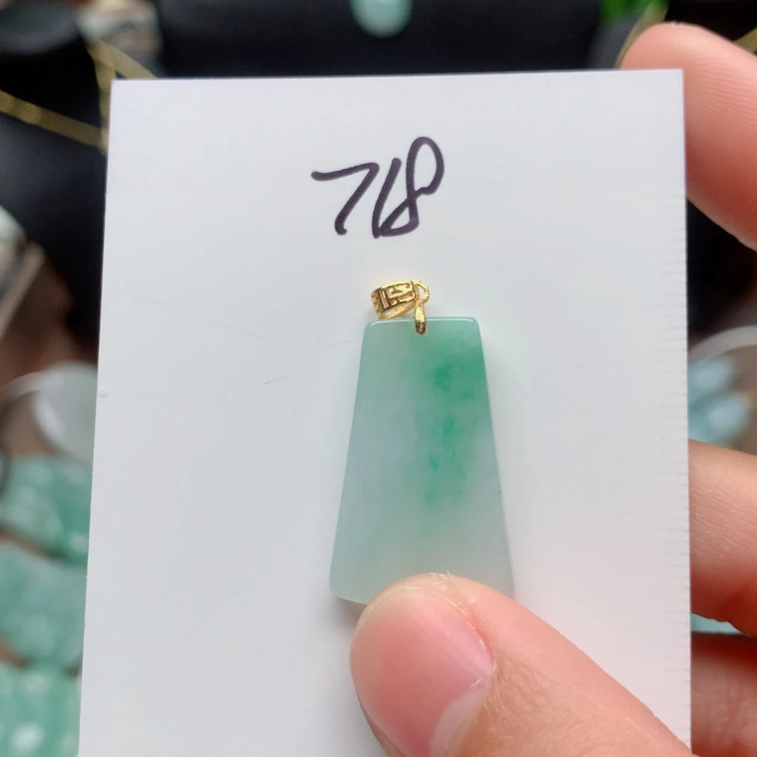 翡翠颈饰银S925镀金镶嵌吊坠