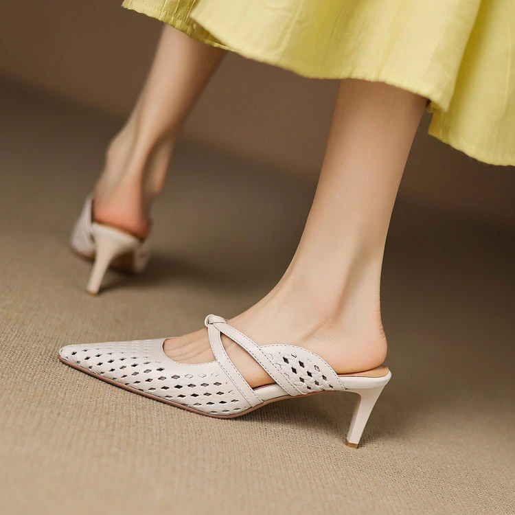 法式镂空包头半拖鞋女夏新款外穿一字带洞洞穆勒鞋半托凉鞋推荐