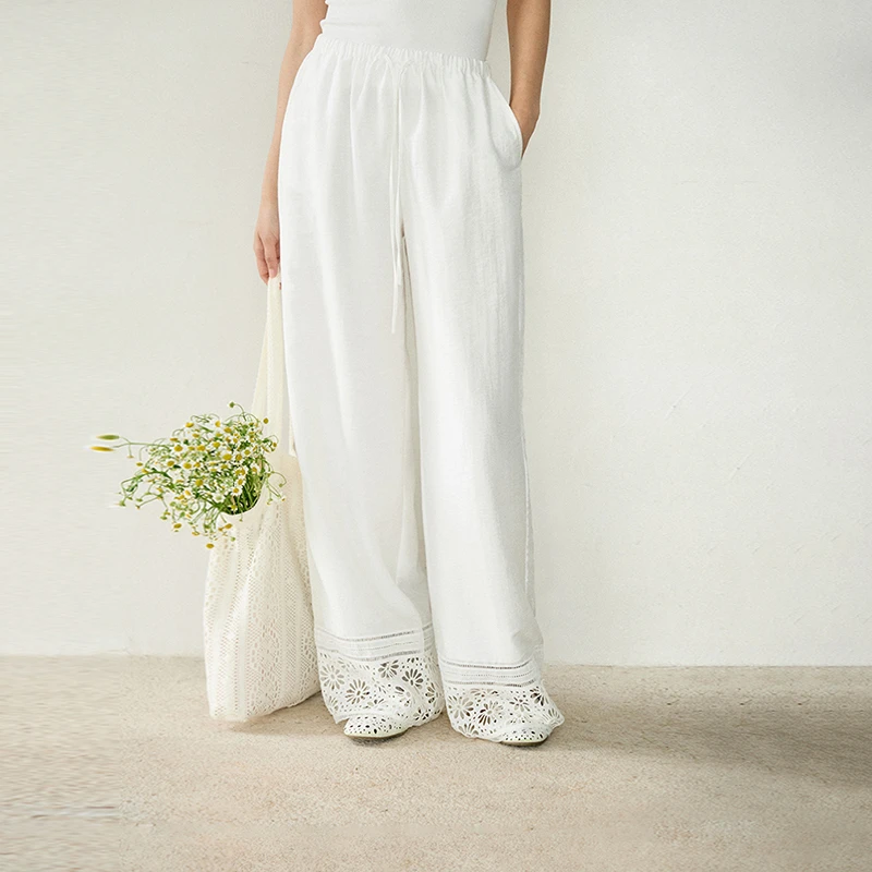 「PINPINPLUS」PP+透气轻盈干爽重工刺绣棉绣花裤子PABEB331001H