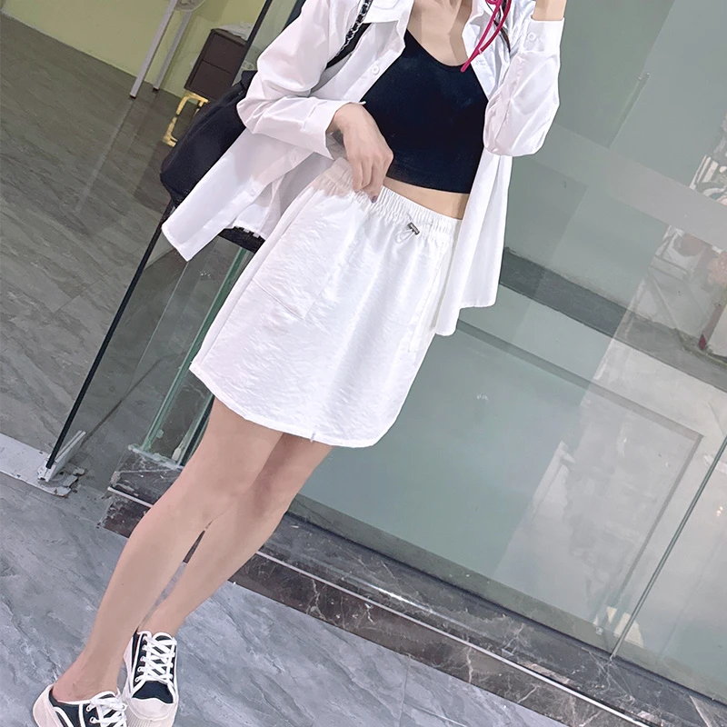 夏季工装裙休闲a字显瘦半身裙高腰自带安全裤防走光短款包臀裙女