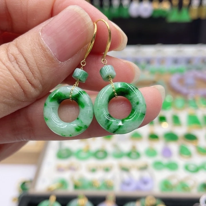 翡翠18K金镶嵌耳饰