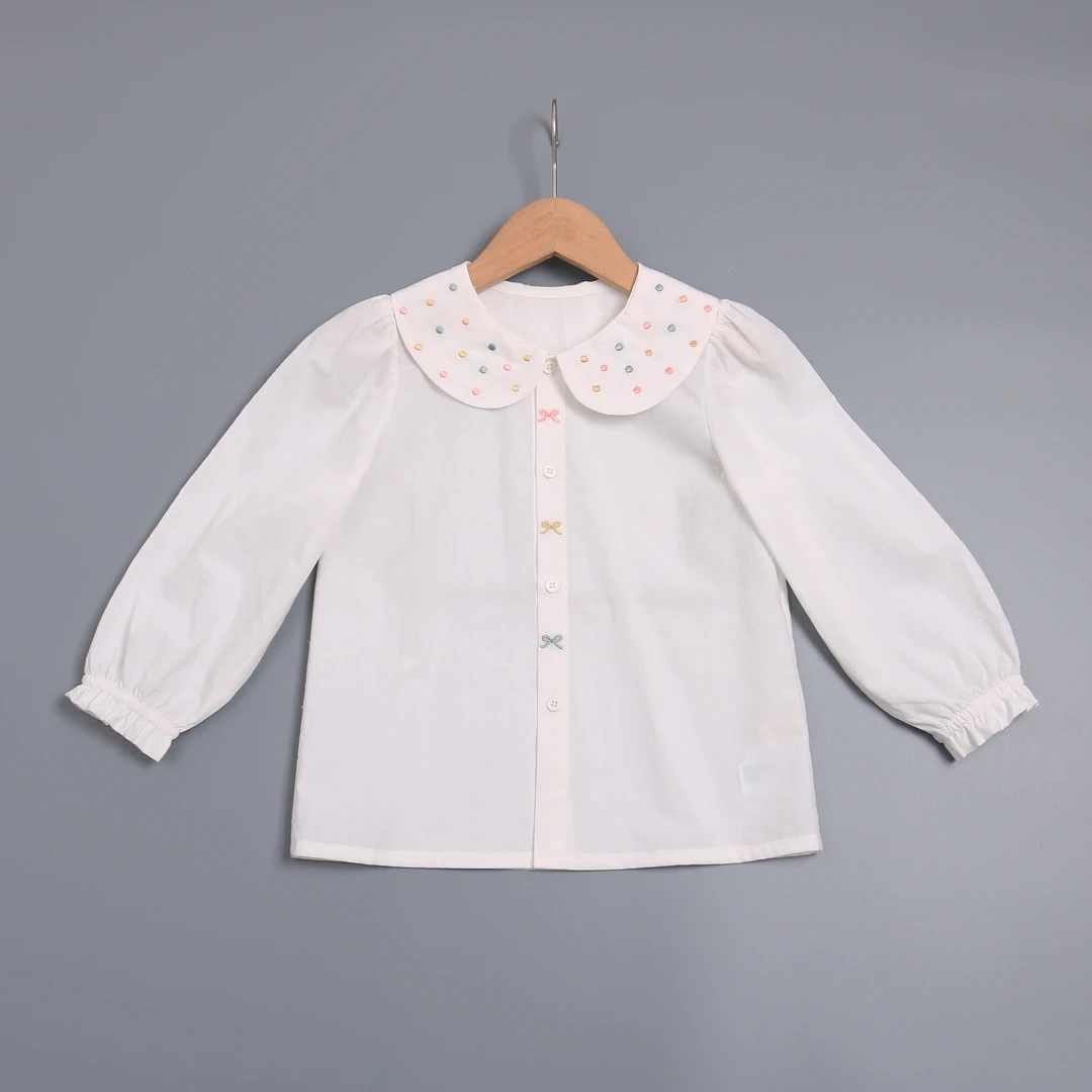 女童长袖衬衫宝宝纯棉衬衣2025新款春秋款儿童洋气娃娃衫上衣