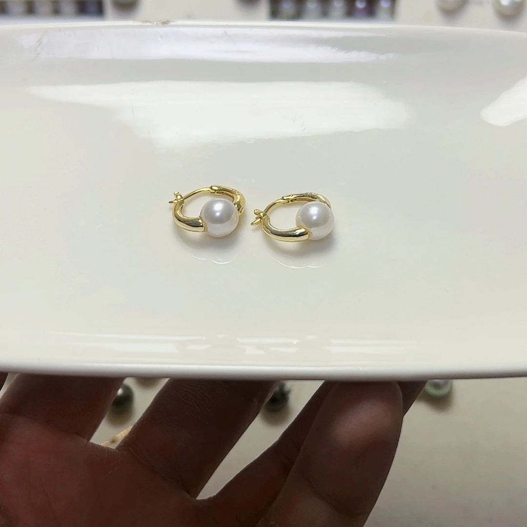 淡水珍珠耳饰银S925镶嵌