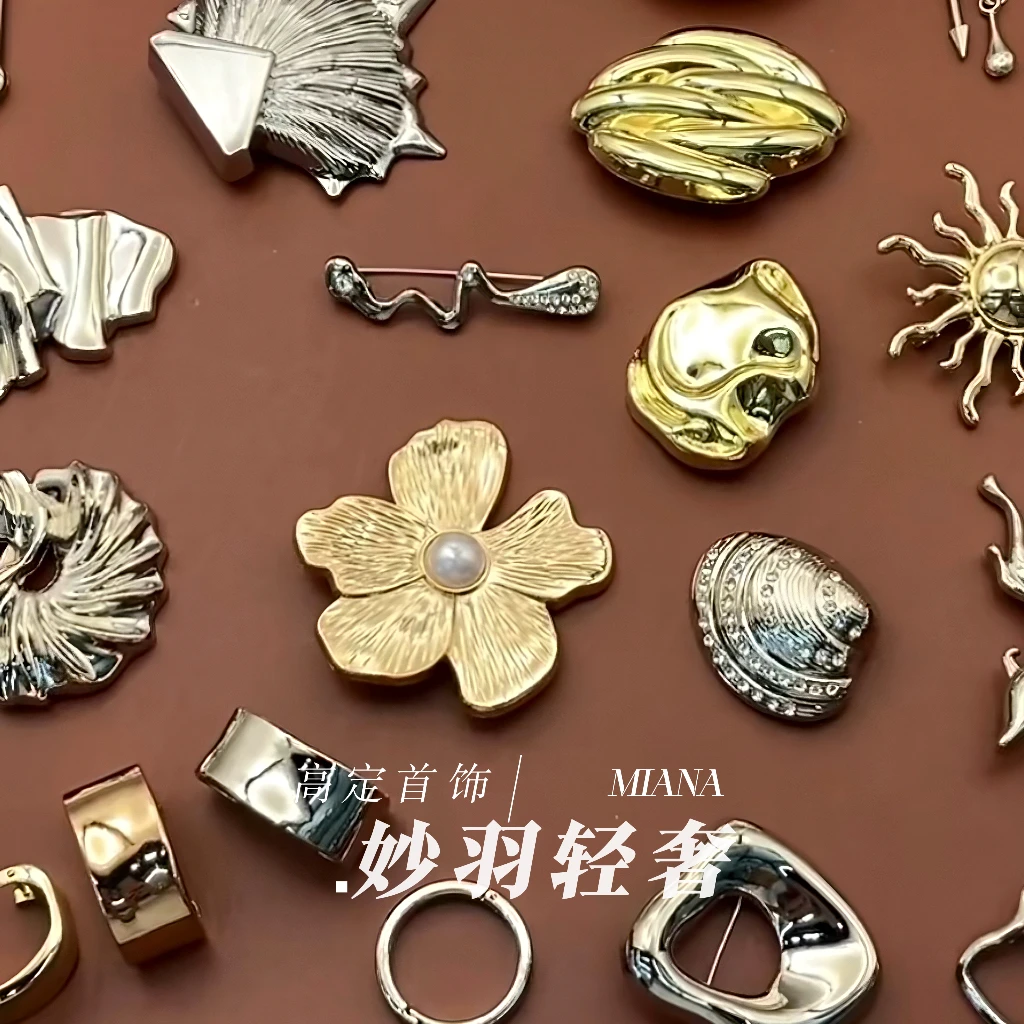 铜镀K/白耳饰胸针 胸针005轻奢时尚百搭重工韩版中古