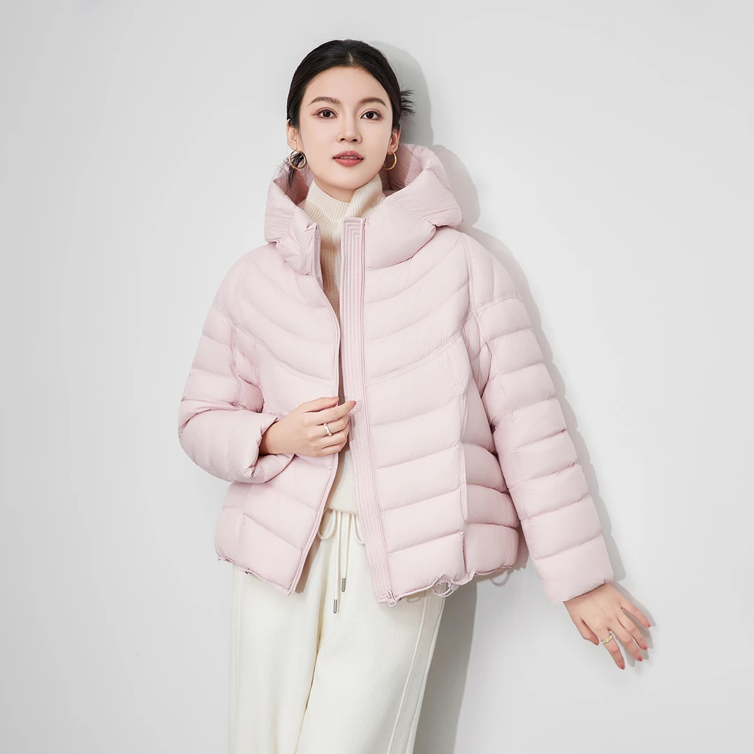 90白鸭绒连帽轻薄保暖防风云朵泡芙短款羽绒服外套女冬季2514102