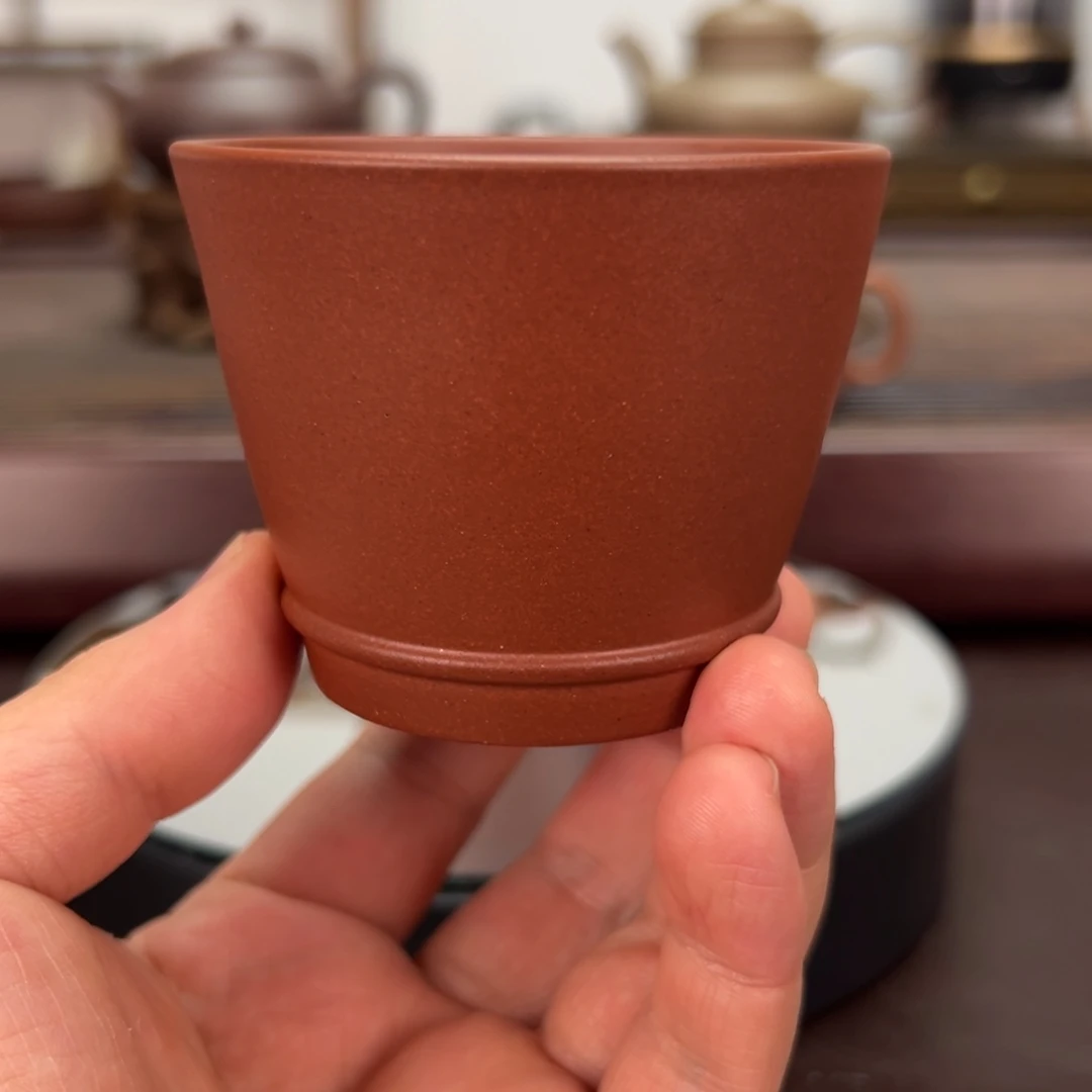 竹***雨茶壶紫砂红棕泥主人杯